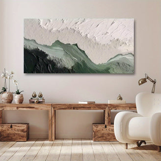 Large 3D Minimalist Beach Oil Painting - Hand Painted Abstract Art on Canvas with Original Texture - Modern Horizontal Rectangle Contemporary Wall Decor with Framed Design