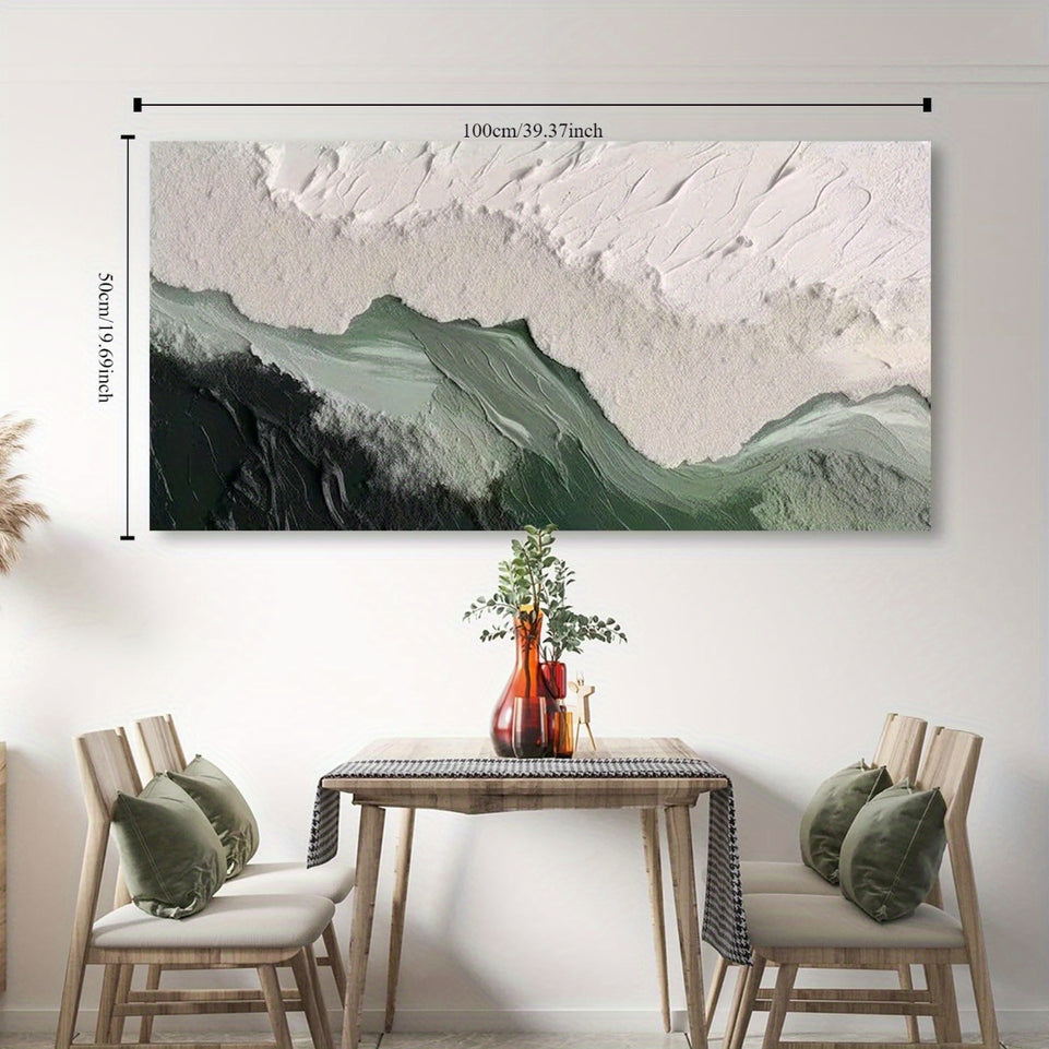 Large 3D Minimalist Beach Oil Painting - Hand Painted Abstract Art on Canvas with Original Texture - Modern Horizontal Rectangle Contemporary Wall Decor with Framed Design