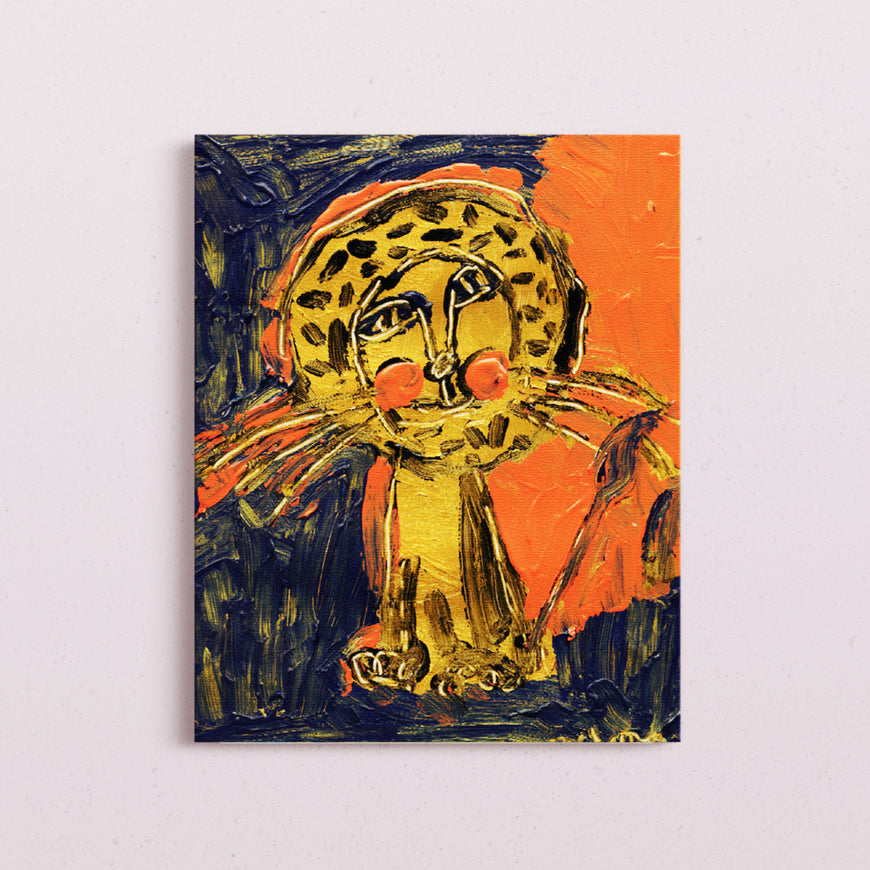 Sun Lion - Handcrafted Textured Art Print | Modern Animal Artwork in Vibrant color