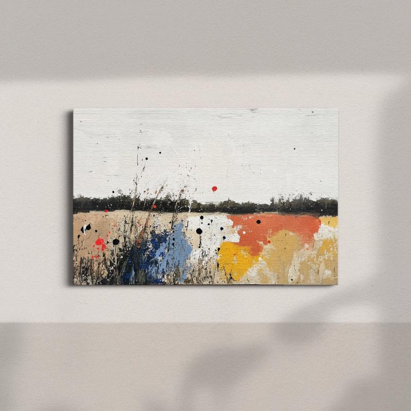 Abstract Colorful Field Canvas Print - Modern Rustic Landscape Wall Art for Vibrant Home Decor