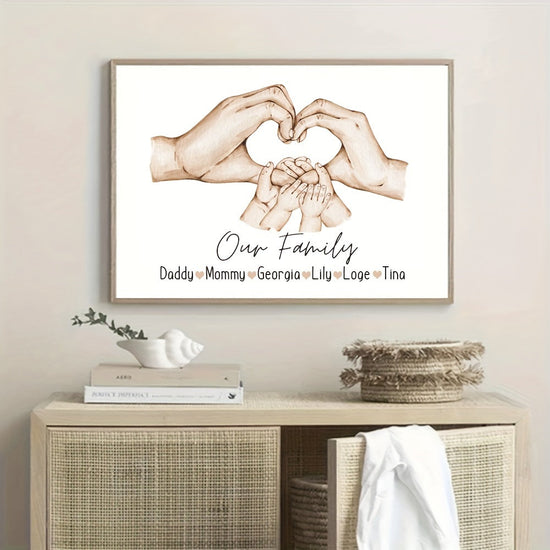 1pc Customized Family Name Poster, Personalized Family Member Hands Wall Art Canvas Poster For Home Decor, Canvas Prints For Living Room Bedroom Kitchen Decor, Perfect Gift And Decoration, Frameless https://www.temu.com/search_result.html?search_key=601099533357613