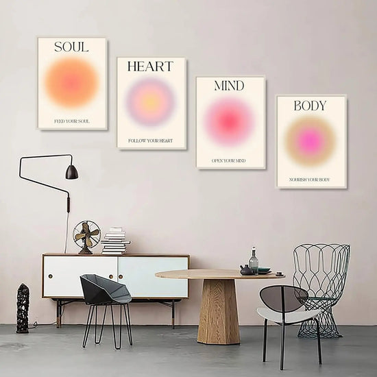 NCYEL 4 colorful abstract halo posters angel number positive energy inspirational language inspirational wall art bedroom girls room pink decoration living room bedroom apartment hotel dormitory 8x10 https://www.amazon.com/dp/B0BVLZQP2S