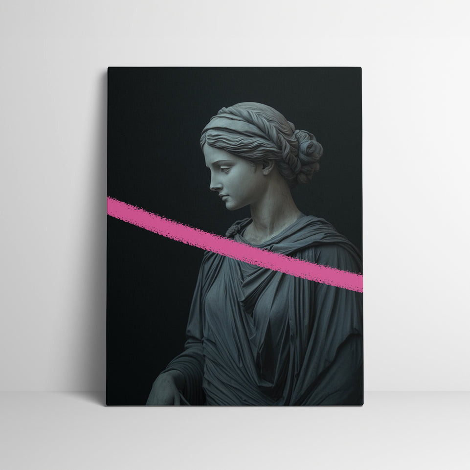 Helena - Modern Minimalist Roman Statue Wall Art with Color Accent - Canvas Print