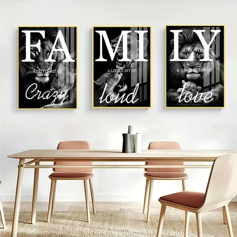 [3 Canvas Lion Wall Art] 3 Canvas Paintings, Family Lion Wall Art, Ideal Gift for Living Room, Kitchen, Decorative Wall Art Wall Decoration, Home Decoration, Wall Art, Room Decoration, Room Decoration, Unframed June Wall Art
