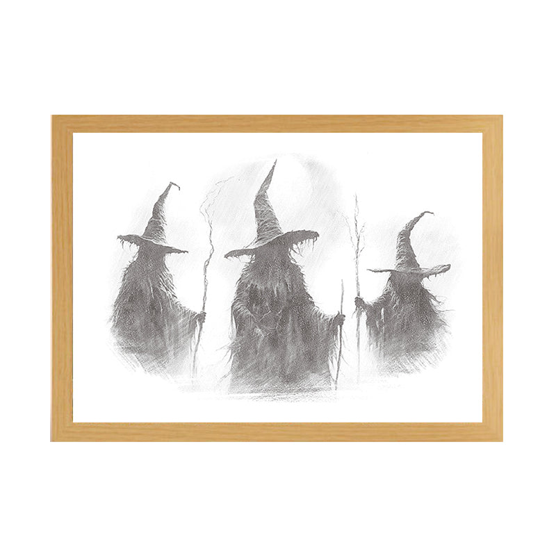 Witch Trio Light Up Painting – Spooky Framed Wall Art for Halloween Home Decor