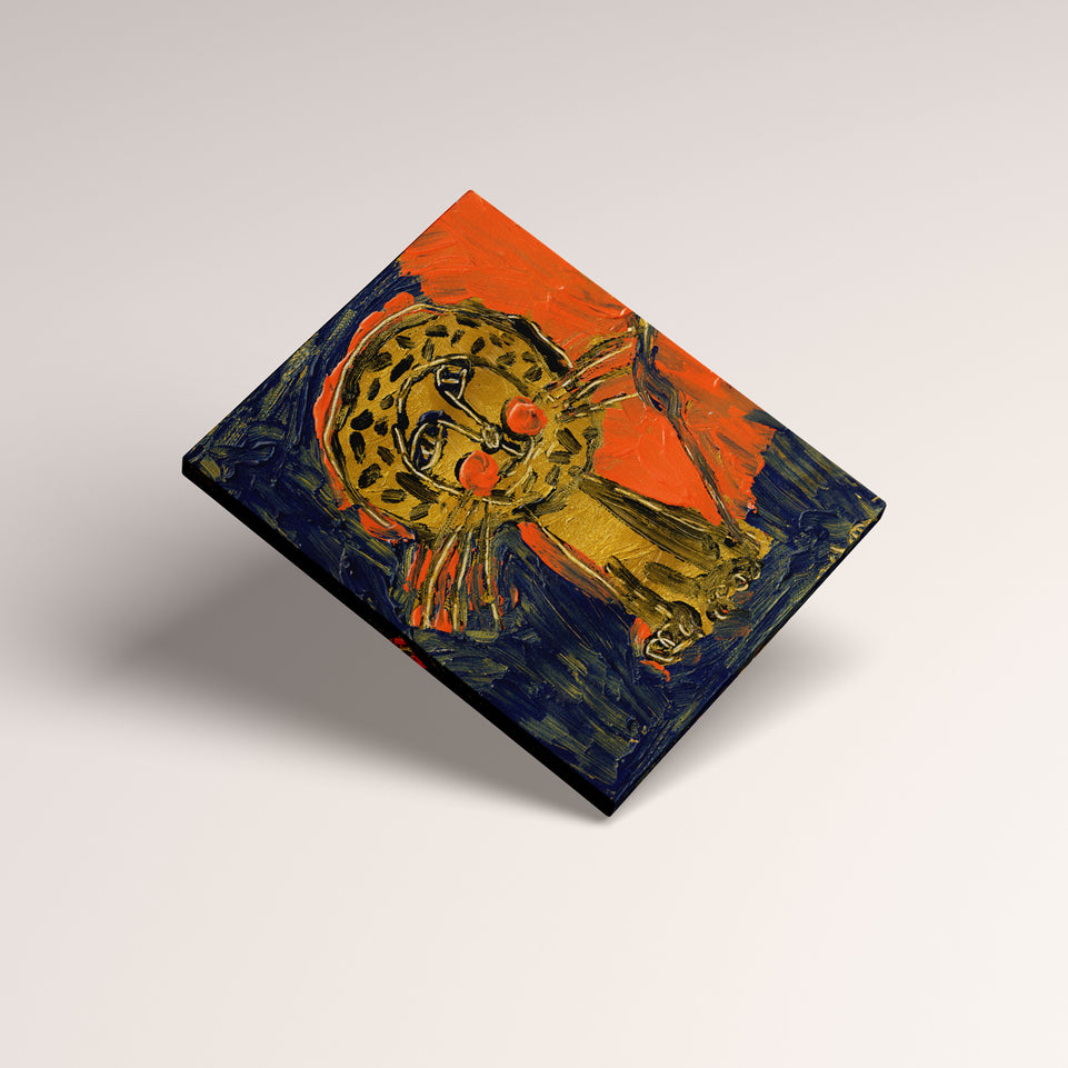 Sun Lion - Handcrafted Textured Art Print | Modern Animal Artwork in Vibrant color