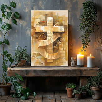 Musical Cross Canvas Print - Inspirational Christian Wall Art for Music Lovers and Faith-Based Home Decor