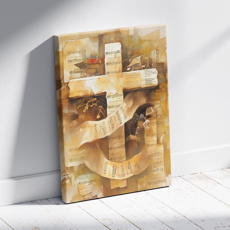 Musical Cross Canvas Print - Inspirational Christian Wall Art for Music Lovers and Faith-Based Home Decor