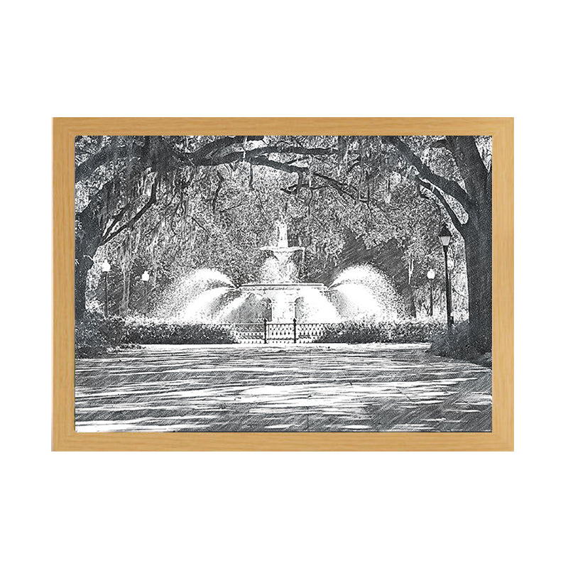 Savannah Fountain Light Up Painting – Scenic Framed Wall Art for Elegant Home Decor