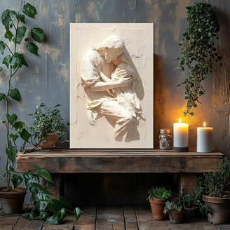 Jesus Embrace Canvas Print - Comforting Christian Wall Art for Faith and Spiritual Home Decor