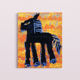 Black Horse - Handcrafted Textured Art Print | Modern Animal Artwork in Vibrant color