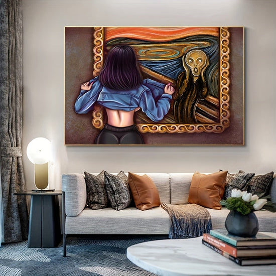 Funny Girl Scream Canvas Art Print - Modern Unframed Wall Decor for Living Room, Bedroom, Home Office - Animal & Human Theme Poster https://www.temu.com/search_result.html?search_key=601099533035651