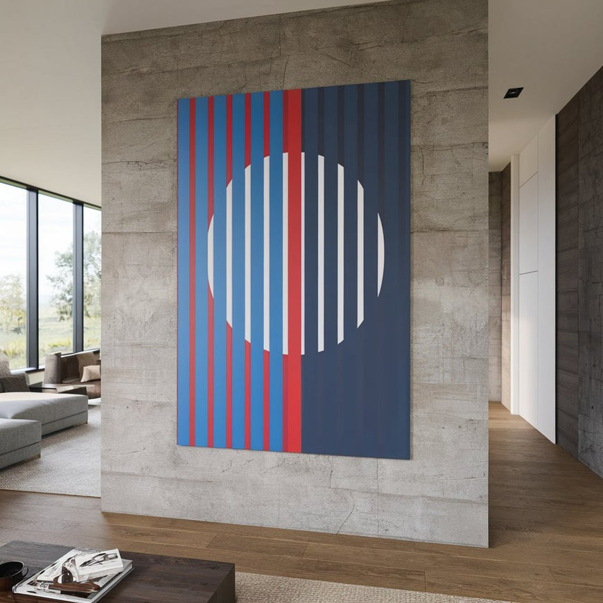 Abstract Geometric Wall Art – Modern Striped Circle Canvas for Contemporary Home Decor