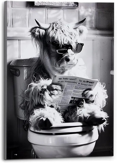 Deveosa Funny Bathroom Wall Art - Dog On Toilet Unique Cool Black And White Artwork For Restroom Paintings Animal Canvas Sings Decor Pictures Decorations 12x16inch https://www.amazon.com/dp/B0D1QJ3KZF
