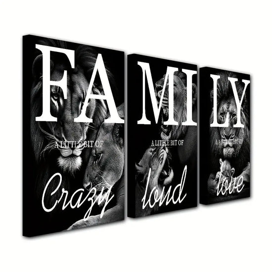 [3 Canvas Lion Wall Art] 3 Canvas Paintings, Family Lion Wall Art, Ideal Gift for Living Room, Kitchen, Decorative Wall Art Wall Decoration, Home Decoration, Wall Art, Room Decoration, Room Decoration, Unframed June Wall Art