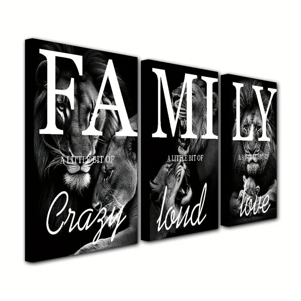[3 Canvas Lion Wall Art] 3 Canvas Paintings, Family Lion Wall Art, Ideal Gift for Living Room, Kitchen, Decorative Wall Art Wall Decoration, Home Decoration, Wall Art, Room Decoration, Room Decoration, Unframed June Wall Art