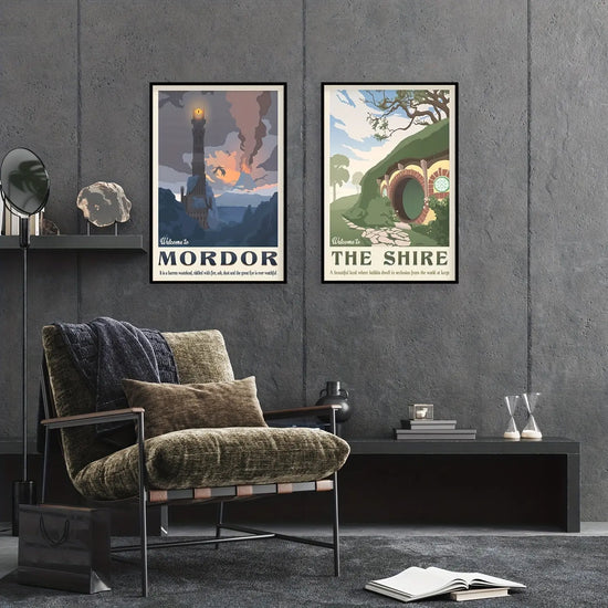 4pcs Middle Earth Landscape Canvas Wall Art Paintings - Lord of the Rings Decorative Painting for Living Room, Bedroom, Bathroom, Office, Kitchen - No Frames Required June Wall Art