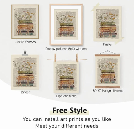 PLKMN Vintage Book Art Wall Decor 8x10, Book Club Decorations, Library Decor, Retro Floral Book Wall Art for Reading Room Classroom Nursery, Book Lovers Gifts, Set of 4 Unframed https://www.amazon.com/dp/B0CZQ3KRK9