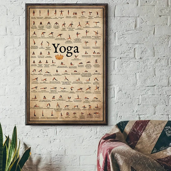 Yoga Chart Pose Health Poster - 1pc Home Exercise Gym Ashtanga Wall Art Canvas Painting - Living Room Home Wall Decor June Wall Art