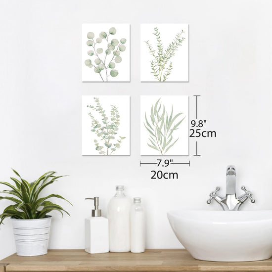 Erctoo Botanical Plant Canvas Wall Art, Framed Boho Wall Decor for Bathroom, Minimalist Aesthetic Bedroom Wall Art, Sage Green Eucalyptus Leaf Prints for Office, Set of 4PCS, 8”X10” https://www.amazon.com/dp/B0CFG2YPPX