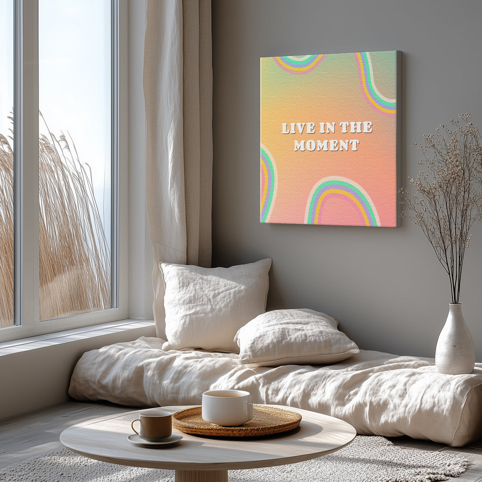 Live in the Moment Motivational Quote Canvas Print - Positive Inspirational Wall Art for Home and Office Decor