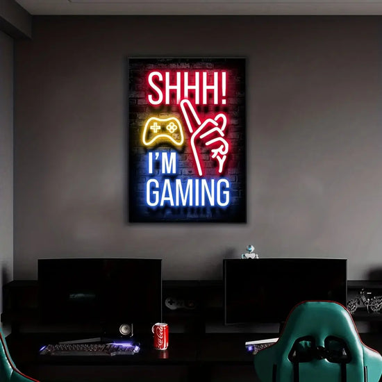 1pc Neon Game Poster - Vibrant Canvas Painting for Electronic Sports Room, Game Hall, and Boys' Bedroom - Perfect Wall Decor for Gamers June Wall Art