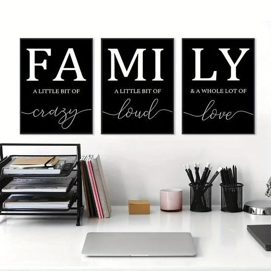 Luxury Minimalist 3pcs/set Frameless Canvas Wall Art - Decorative Paintings for Living Room - Family Writing No Frame June Wall Art