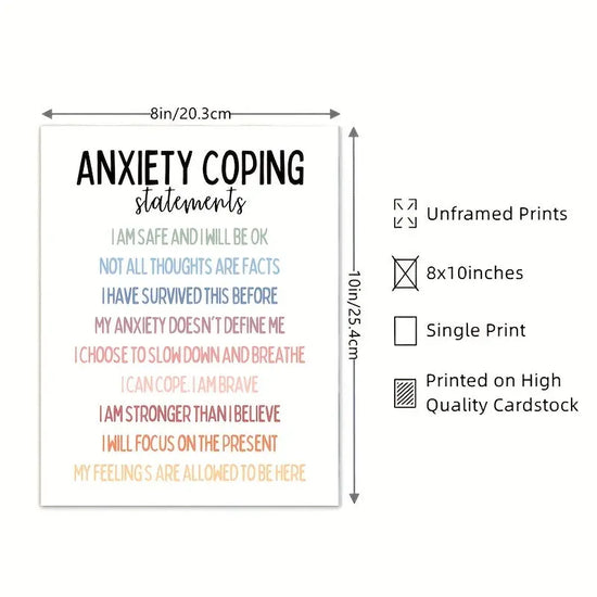 Calm & Focused: Anxiety Relief Office Decor - 8x10" Relax-Inspired Poster for Mental Health, Emotional Regulation & Stress Management, Perfect for Room Decor June Wall Art