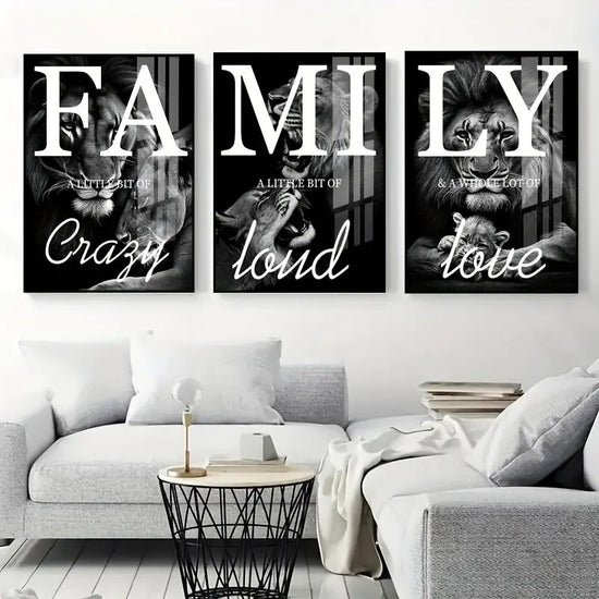 [3 Canvas Lion Wall Art] 3 Canvas Paintings, Family Lion Wall Art, Ideal Gift for Living Room, Kitchen, Decorative Wall Art Wall Decoration, Home Decoration, Wall Art, Room Decoration, Room Decoration, Unframed June Wall Art