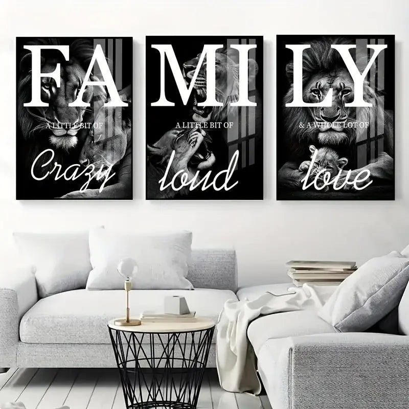 [3 Canvas Lion Wall Art] 3 Canvas Paintings, Family Lion Wall Art, Ideal Gift for Living Room, Kitchen, Decorative Wall Art Wall Decoration, Home Decoration, Wall Art, Room Decoration, Room Decoration, Unframed June Wall Art