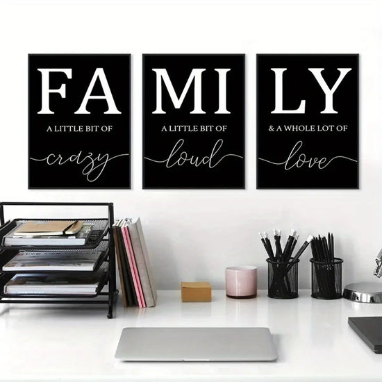 Luxury Minimalist 3pcs/set Frameless Canvas Wall Art - Decorative Paintings for Living Room - Family Writing No Frame June Wall Art