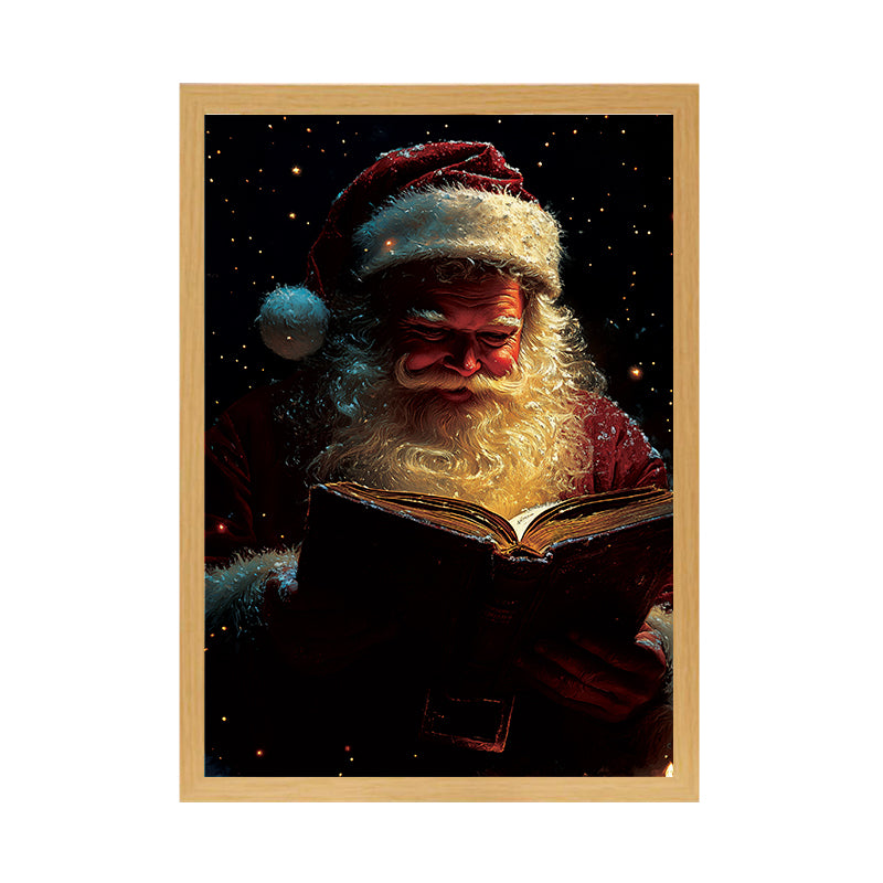 Magical Santa Reading: Festive Light-Up Christmas Wall Art for Holiday Decor