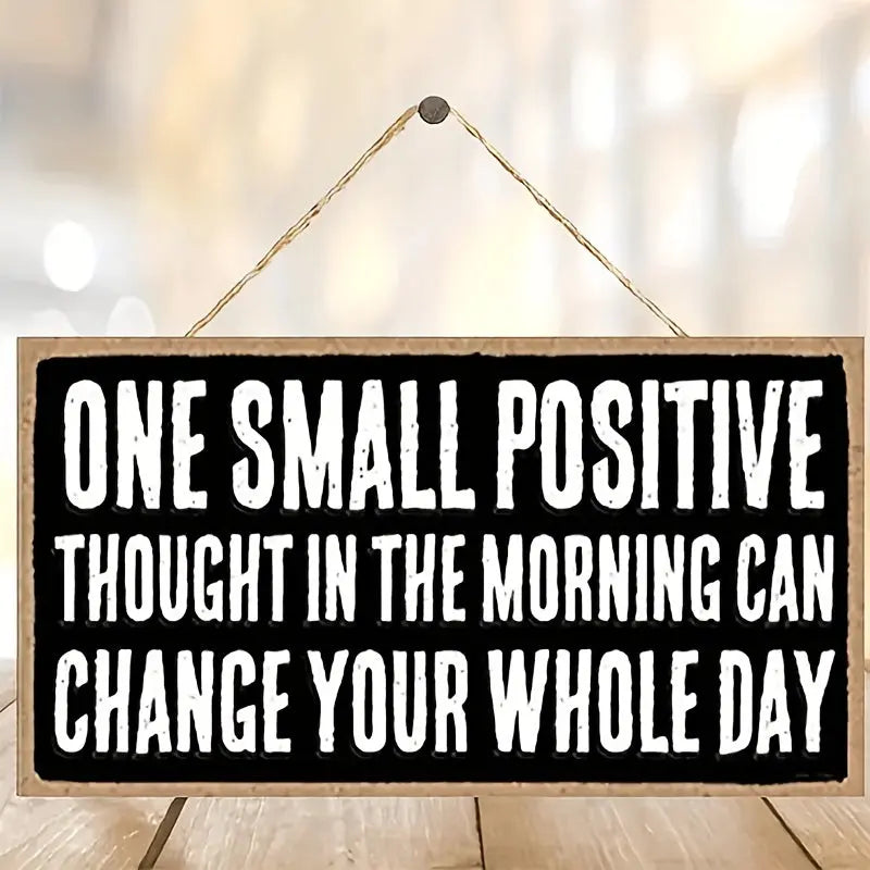 [One Small Positive Wooden Sign] 1pc Strictly Selected Material, Good Production, Funny One Small Positive Idea Can Change Your New Day To Start Hanging, Wall Art Hanging, Decorative Wooden Sign Home Decoration Crafts Small G June Wall Art