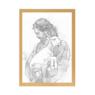 Peaceful Shepherd: Jesus Holding a Lamb - Inspirational Light-Up Wall Art