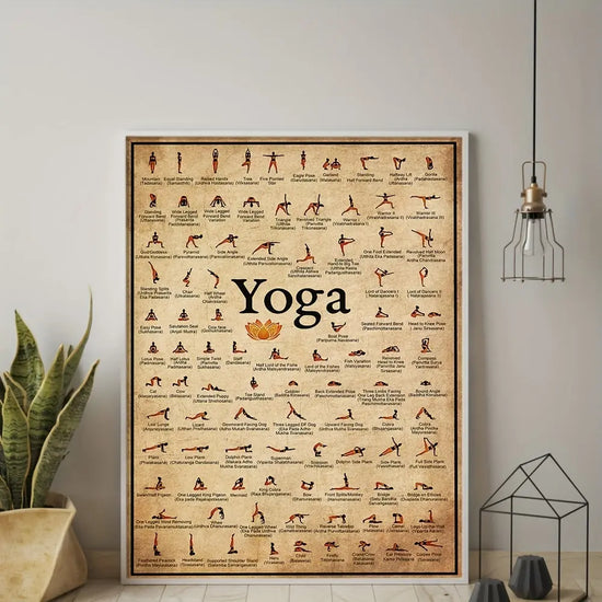 Yoga Chart Pose Health Poster - 1pc Home Exercise Gym Ashtanga Wall Art Canvas Painting - Living Room Home Wall Decor June Wall Art