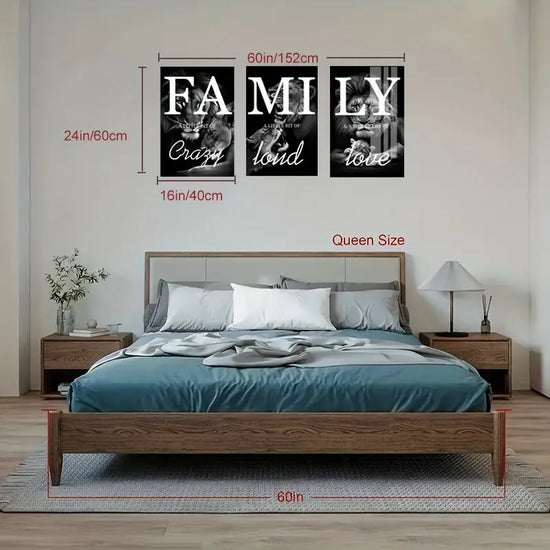 [3 Canvas Lion Wall Art] 3 Canvas Paintings, Family Lion Wall Art, Ideal Gift for Living Room, Kitchen, Decorative Wall Art Wall Decoration, Home Decoration, Wall Art, Room Decoration, Room Decoration, Unframed June Wall Art