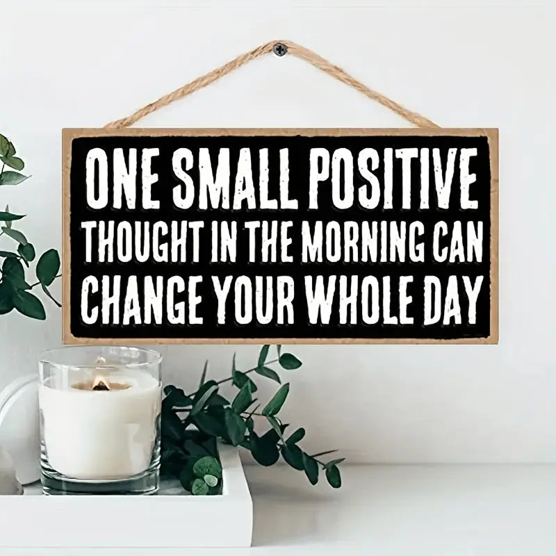 [One Small Positive Wooden Sign] 1pc Strictly Selected Material, Good Production, Funny One Small Positive Idea Can Change Your New Day To Start Hanging, Wall Art Hanging, Decorative Wooden Sign Home Decoration Crafts Small G June Wall Art
