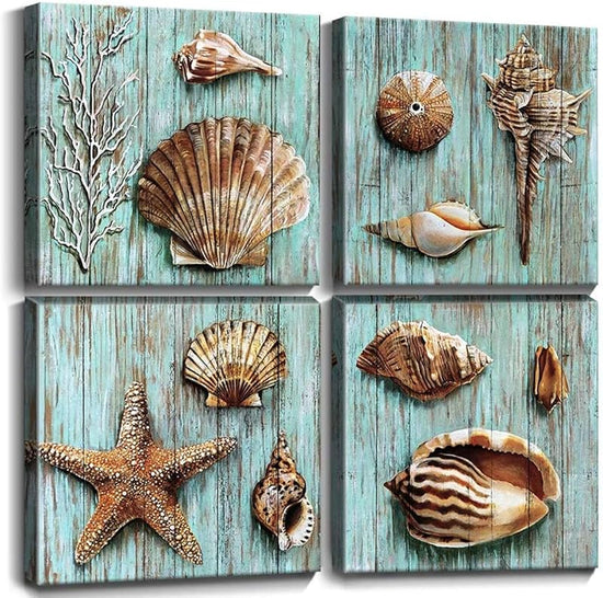 Bathroom Wall Art Beach Decor Ocean Sea Turtle Octopus Canvas Pictures Coastal Room Decor Teal Bathroom Accessories Vintage Whale Seahorse Poster Modern Nautical Painting Bedroom Home Decorations https://www.amazon.com/dp/B07HMJFDK3