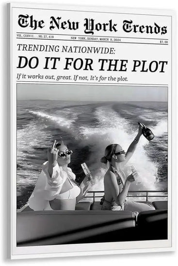 Newspaper Wall Art Canvas Prints Vintage Black and White Better Late Than Ugly Decor Poster Funky Feminist Posters Trendy College Wall Decor for Girly Dorm Room Bathroom Wall Decor 8x12inch Unframed https://www.amazon.com/dp/B0DHYCHY7C