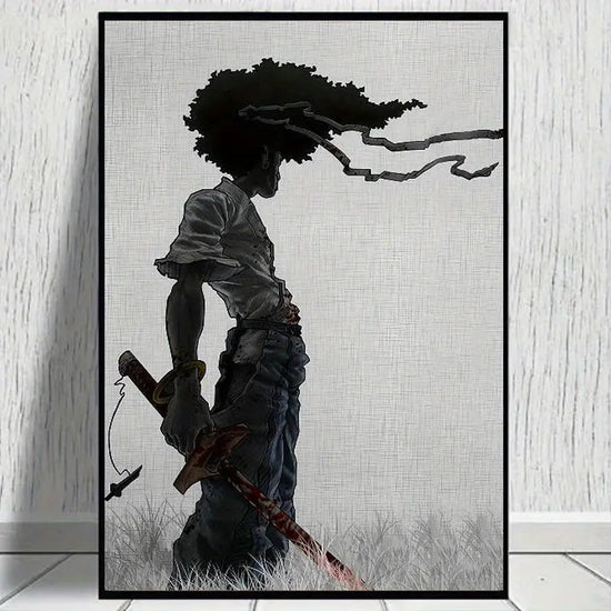 1pc African Samurai Anime Poster, Room Aesthetics Poster, Decoration Painting, Canvas Wall Art, Living Room Poster, Bedroom Painting, Home Decor, Frameless June Wall Art