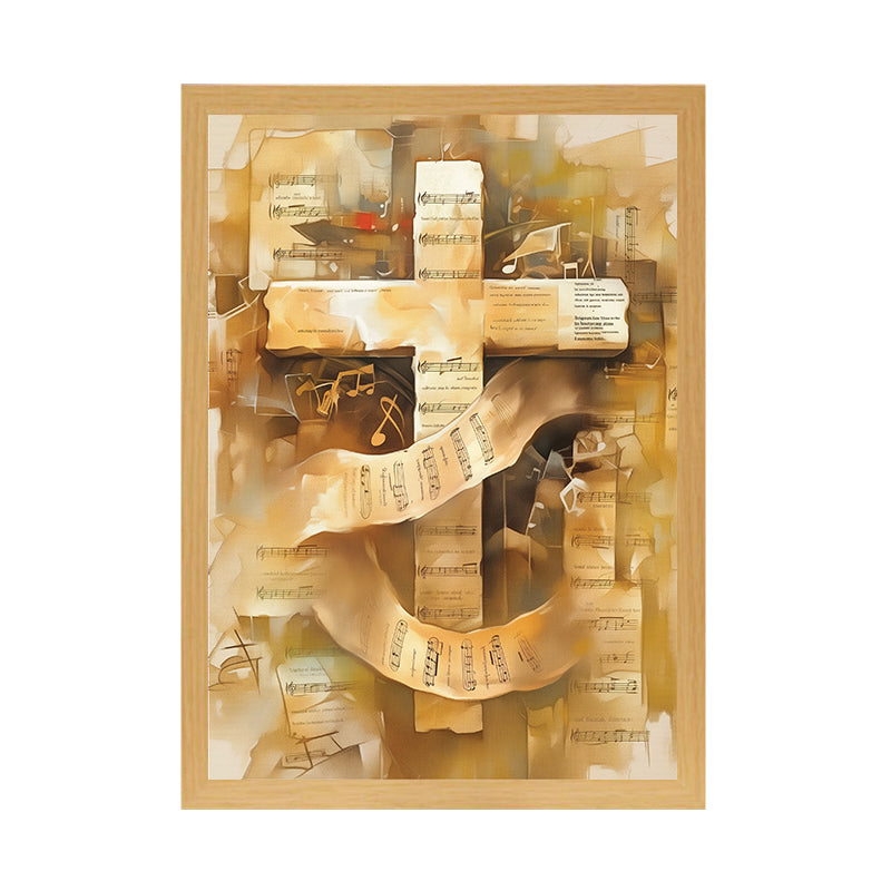 Illuminated Cross Light Up Painting in Wooden Frame – Spiritual Artwork with Radiant Glow