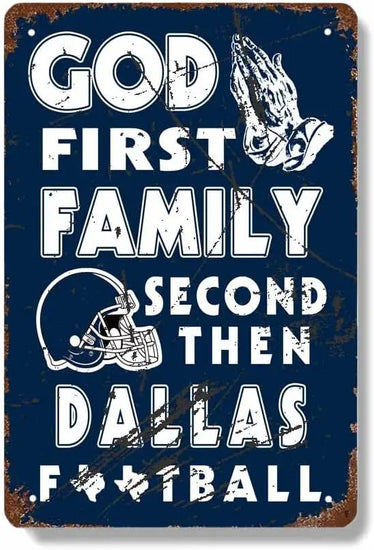 Vintage Sports Poster Metal Football Tin Sign 8x12in(20x30cm)-American Football God First Family Second Then Football-Retro Poster for Football Fans Gift,bar, Cafe, Restaurant Wall Decor art-DC03 https://www.amazon.com/dp/B09QY9BTTF