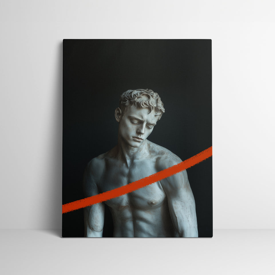 Atlas - Modern Minimalist Roman Statue Wall Art with Color Accent - Canvas Print