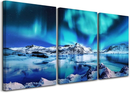 Canvas Wall Art For Living Room Wall Decor For Bedroom Farmhouse Wall Art Aurora Scenery Wall Paintings Office Wall Decor 3 Piece Framed Blue Wall Pictures Ready To Hang For Bathroom Home Decorations https://www.amazon.com/dp/B0BMF6TMHB