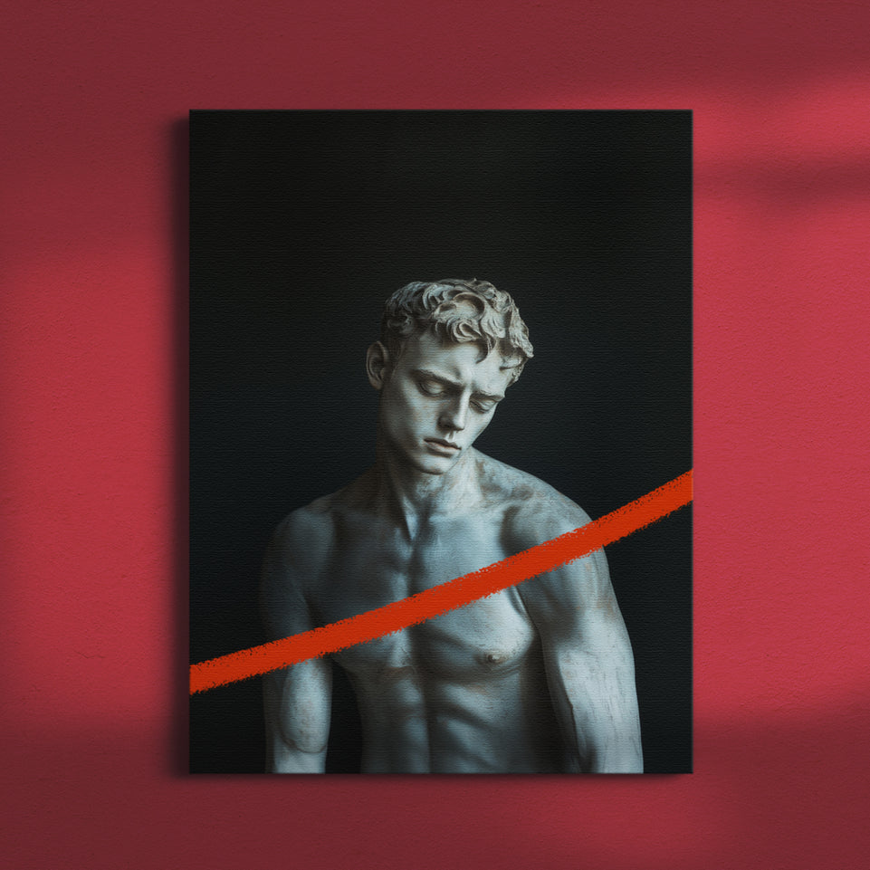 Atlas - Modern Minimalist Roman Statue Wall Art with Color Accent - Canvas Print