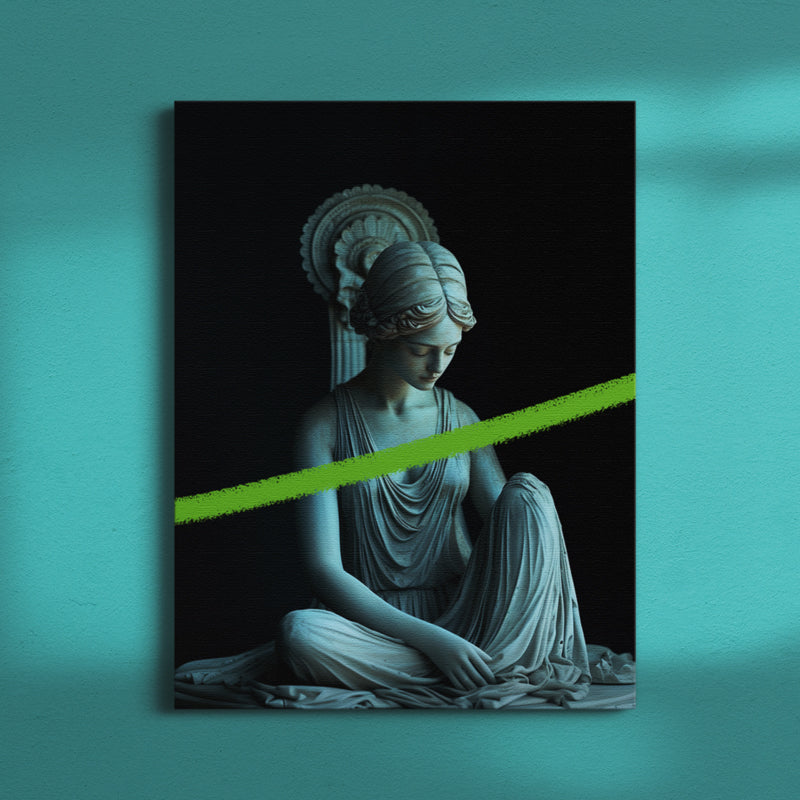 Aurora - Modern Minimalist Roman Statue Wall Art with Color Accent - Canvas Print