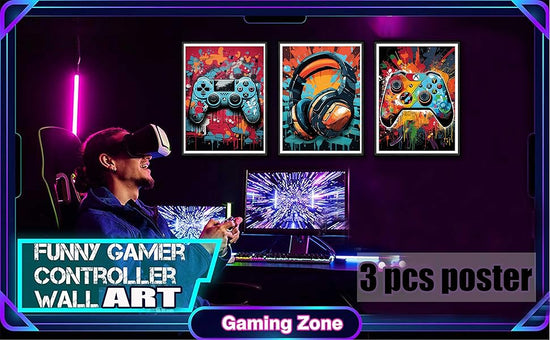 3Pcs Cool Gaming Wall Art Retro Video Game watercolor Posters Pictures Colorful Neon Gamepad Canvas Painting Prints for Boys Room Kids Game Room Bedroom for Boys Home Decoration 12x16in Unframed https://www.amazon.com/dp/B0CP7W91H7