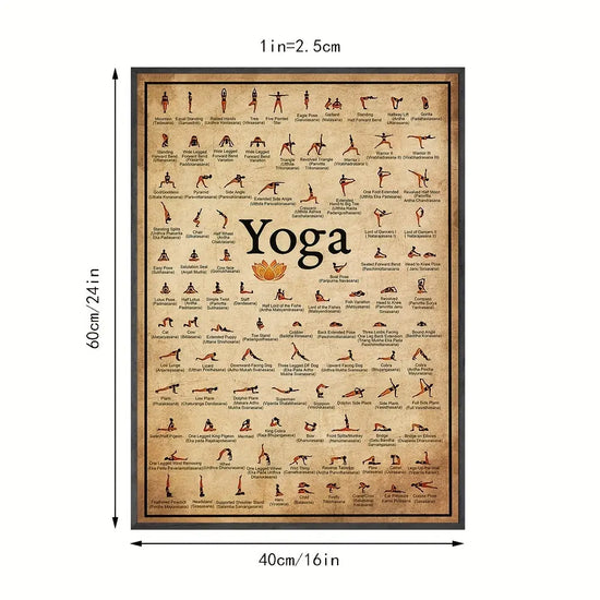 Yoga Chart Pose Health Poster - 1pc Home Exercise Gym Ashtanga Wall Art Canvas Painting - Living Room Home Wall Decor June Wall Art