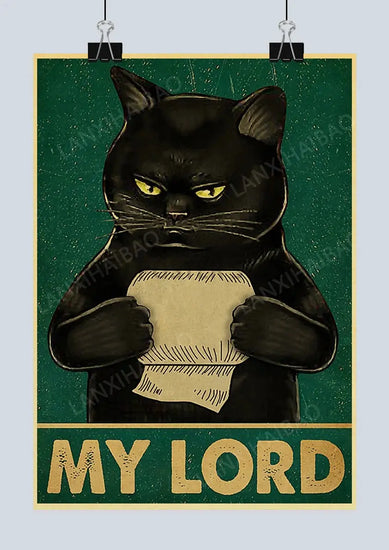 Cute Retro Mystery Black Cat Kraft Paper Poster Funny Butt Paper Bathroom Study Bar Cafe Art Collection Decorative Wall Sticker June Wall Art