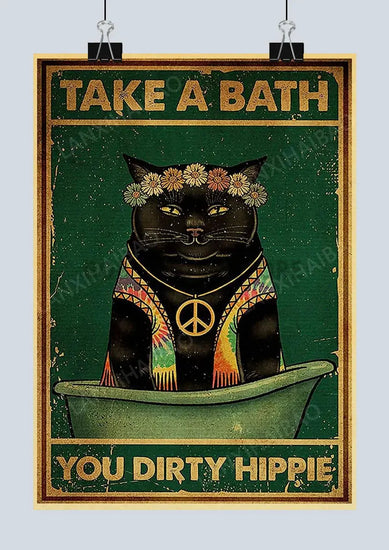 Cute Retro Mystery Black Cat Kraft Paper Poster Funny Butt Paper Bathroom Study Bar Cafe Art Collection Decorative Wall Sticker June Wall Art